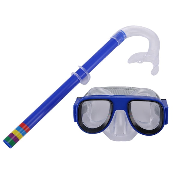 Large Frame Anti-Fog Swimming Goggles with Snorkel, HD Swim Goggles for Ages 4-8, Comfortable Children's Swimming Gear for Pool Beach, Blue