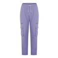thumbnail image 4 of AherBiu Cargo Pants For Men Drawstring Elastic Waisted Straight Leg Swaetpants With Multi Pockets Casual Athletic Workout Trousers, 4 of 9