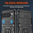 thumbnail image 3 of KOMI for Google Pixel 9 Pro XL Case with [2 Pack] HD Screen Protector + Slide Camera Cover, 360° Rotation Ring Kickstand [Military Grade] Shockproof Protective Phone Cover for Pixel 9 Pro XL, Black, 3 of 5
