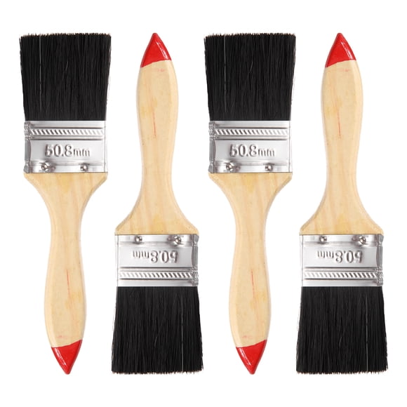 Uxcell 4pcs Chip Paint Brush 2" Flat Painting Brushes Natural Bristles Paint Brushes with Wooden Handle for DIY Art Painting Furniture Cabinet Fences Deck Wall Door Trim