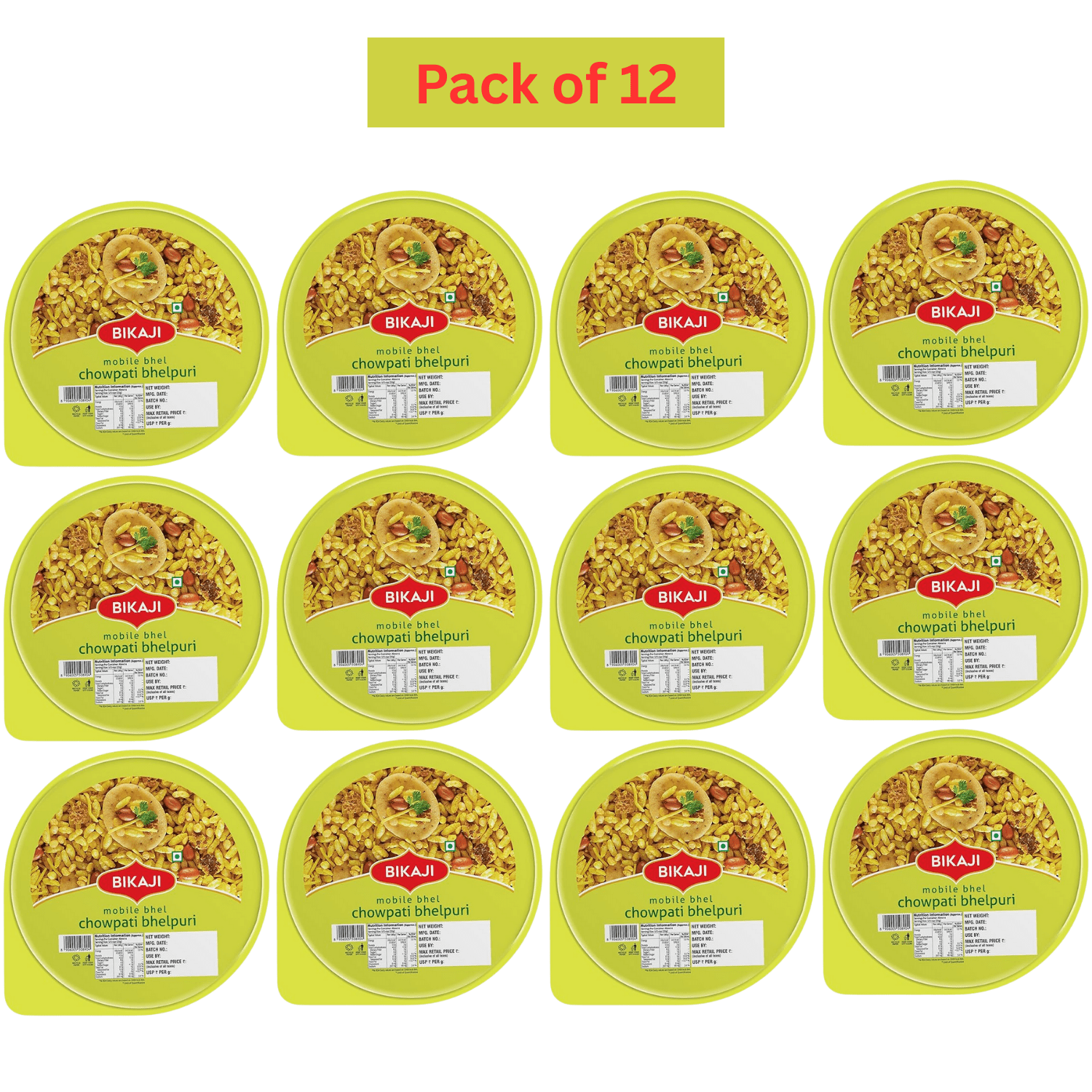 Bikaji Chowpati Bhelpuri Indian Snacks 110g - 12 Pack