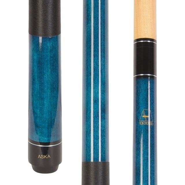 ASKA Queue de Piscine Bleue de 58 Pouces avec Arbre en Érable de Roche Dure et Embout en Cuir de 13 mm - 2 Pcs (LECBLU-21)