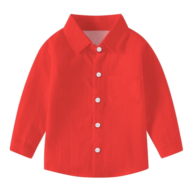 vdgthytj Toddler Baby Boys Girls Button down Shirts Kids Collared Long Sleeve Uniform Dress Shirt Tops Spring Fall Clothes