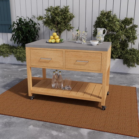 Better Homes & Gardens Brown Steel Outdoor Kitchen Island Cart with Wheels