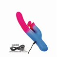thumbnail image 3 of CalExotics Elation Thrusting Rechargeable Silicone Rabbit Vibrator, Blue/Pink, 3 of 8