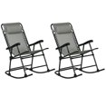 thumbnail image 1 of Outsunny 2pc Patio Foldable Rocking Chair Set w/ Breathable Mesh Seat & Backrest, Padded Headrest for Park, Backyard, Garden, Grey, 1 of 10