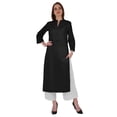 thumbnail image 1 of Bimba Kurta Droite Unie Ethnique Indienne pour Femmes à Col Mandarin avec Encolure Plissée en Coton, 1 of 7