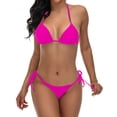 thumbnail image 1 of RKSTN Two Piece Swimsuit for Women Sexy Lace Up Bikini Swimsuit Solid Color Backless Split Steel Beavh Bathing Suits, 1 of 2