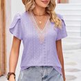 thumbnail image 4 of Birdeem Blouse Mode pour Femmes à Manches Courtes, Col en V, Coupe Ample, Manches Bouffantes, Imprimée, 4 of 5