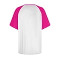 thumbnail image 4 of Womens Summer Raglan T-Shirts Color Block Plus Size Baseball Tees Casual Short Sleeve Loose Pullover Hot Pink, 4XL, 4 of 5