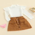 thumbnail image 2 of Baby Girls Skirt Set Turtle Neck Tops High Waist Buttoned Skirt with Pockets, 2 of 7