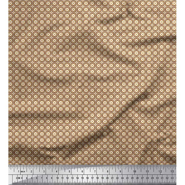 Soimoi Velvet Fabric Geometric Small Fabric Prints by Yard 58 Inch Wide