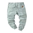 thumbnail image 2 of Men Solid Color Cargo Trousers  Loose Fit Drawstring Waist Long Pants, 2 of 5