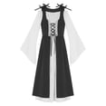 thumbnail image 4 of iefiel Robe Rétro d'Halloween pour Filles Robe Longue Évasée à Manches Longues Lacée Robe Princesse Noire 12, 4 of 7