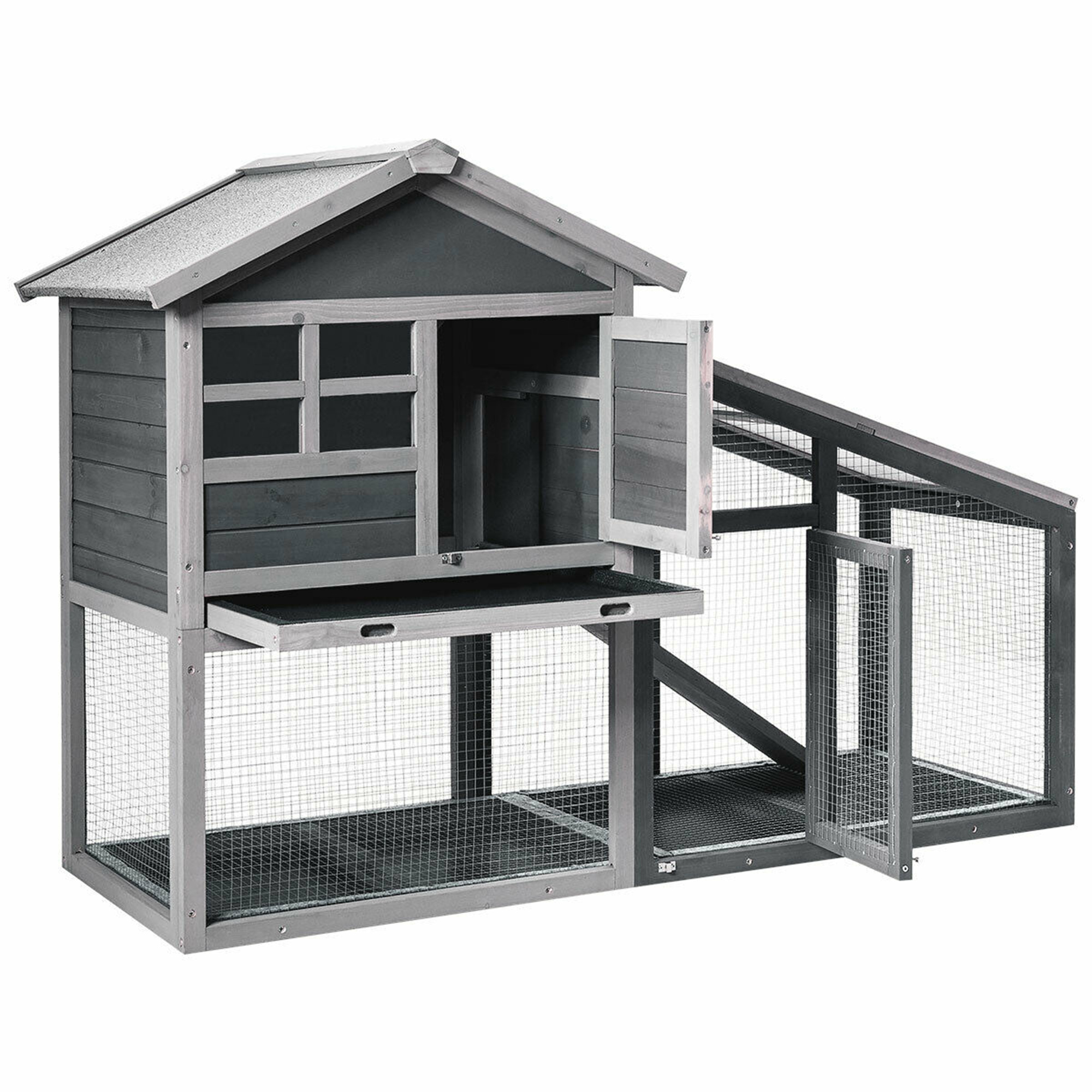 Gymax 58'' Wooden Rabbit Hutch Large Chicken Coop Weatherproof Indoor & Outdoor Use