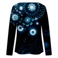 thumbnail image 5 of IROINID Offres T-Shirts à Manches Longues pour Femmes Détente Imprimé Col Rond T-Shirt Ample Blouse d'Automne Chandail Hauts, Bleu Ciel, 5 of 5