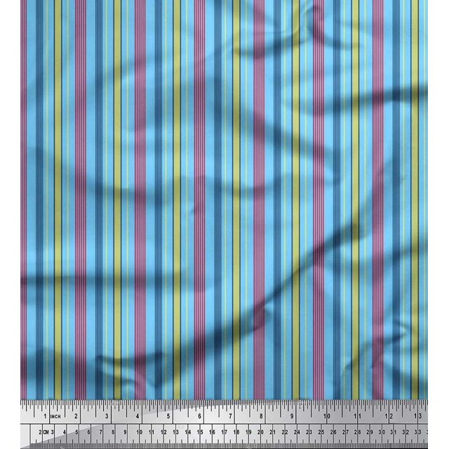 Soimoi Poly Georgette Fabric Vertical Stripe Printed Fabric 1 Yard 42 Inch Wide