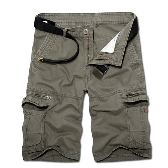 Mens Shorts Men Casual Solid Fashion Zipper Button Pockets Cropped Cargo Shorts