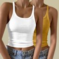 thumbnail image 2 of Timegard Camisoles 2 Pcs pour Femmes Col Rond Côtelé Sans Manches Ajusté Court Haut Décontracté Sortie Camis, 2 of 6