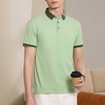 thumbnail image 2 of Sentmoon Men's Short Sleeve Button down Shirt Oversized Relaxed Turndown Collar Summer Tops Solid Color Mens Blouses Stylish for Beach & Swimming Green S, 2 of 6