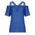 thumbnail image 4 of Dealovy Hauts Grande Taille pour Femmes Épaules Dénudées Col Rond Tunique Manches Courtes Blouses Décontractées Unies, 4 of 6