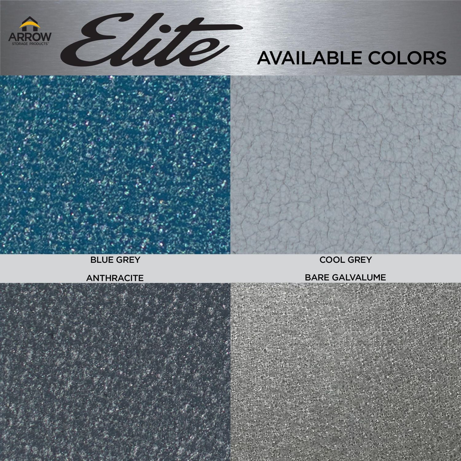 Abri de rangement en acier Arrow Elite, 14 x 12 pi, Gris Froid