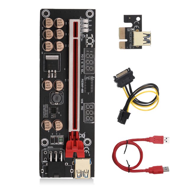 crativent PCI-E 1X à 16X Adaptateur Affichage Numérique PCI - Rallonge Équipement Minier Rouge 1ensemble