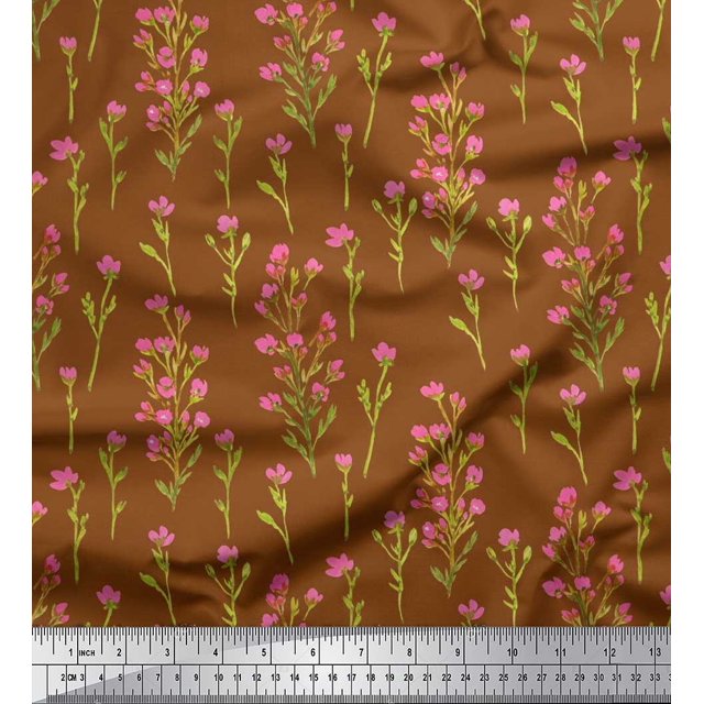 Soimoi Rayon Fabric Flower Watercolor Printed Fabric 1 Yard 56 Inch Wide