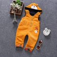 thumbnail image 3 of KIDSCOOL SPACE Baby Denim Overall,Hooded Little Kid Jean Jumper,Brown,2-3 Years, 3 of 3