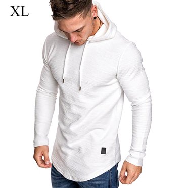 Chandail à Capuchon pour Hommes en Coton Absorbant la Sueur, Chandail à Capuchon pour Hommes, Chandail à Manches Longues, Chandail à Capuchon, TG, Blanc