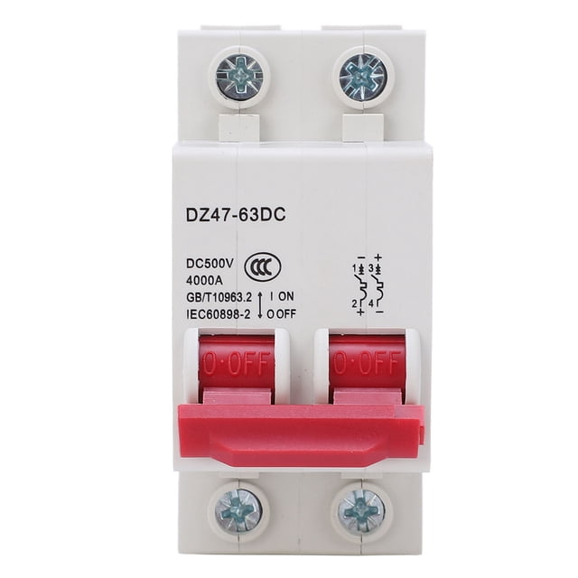 Interrupteur d'Air de Protection de Circuit, DC 500V Facile à Installer 2P Disjoncteur 4KA Capacité de Rupture Usure Fonctionnement Sûr Résistant pour les Équipements Électriques 10A