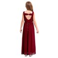 thumbnail image 4 of TTAO Robe en Chiffon Sans Manches Col en V Perles Mariage Demoiselle d'Honneur Soirée Bal Formel Bourgogne 14, 4 of 7