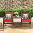 thumbnail image 1 of Costway Causeuse de Patio Ensemble de Conversation Chaise en Bois d'Acacia Table Basse Coussinée Rouge, 1 of 10