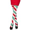 thumbnail image 1 of Leg Avenue Collants Rayés Ruban de Vacances. Couleur Vert/rouge, 1 of 2