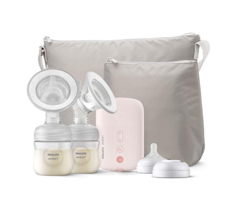 Philips Avent Double Electric Breast Pump, Natural Motion Technology, Light Pink, 2 Pack 4 oz Bottles
