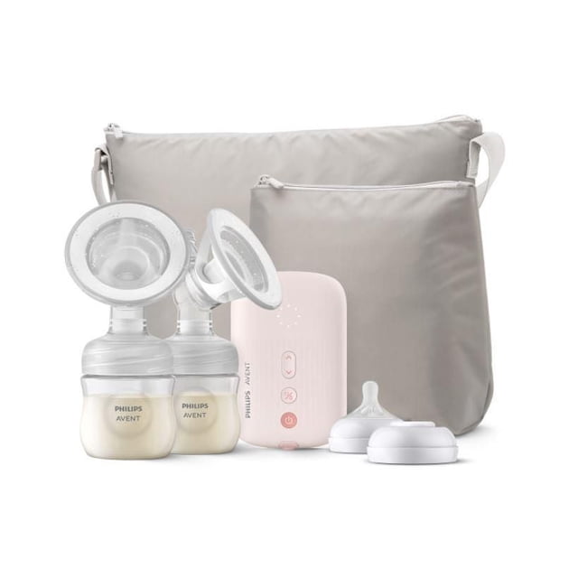 Philips Avent Double Electric Breast Pump, Natural Motion Technology, Light Pink, 2 Pack 4 oz Bottles