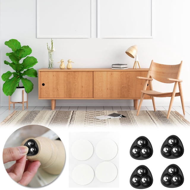 Universal Wheel Casters for Storage Box | 360° Rotating Mini Stick-On Pulleys | Silent ABS Hardware | Heavy Duty Up to 5kg | Easy Peel & Stick | Set of 4 | Multi-Purpose Furniture Movers