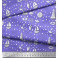 thumbnail image 3 of Soimoi Purple Poly Georgette Fabric Yacht & Direction Compass Nautical Decor Fabric Printed Yard 42 Inch Wide, 3 of 3