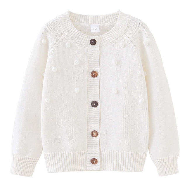 Cameland Children's Casual Round Neck Knit Cardigan Top Jacket Children's Buttoned Cotton Jacket