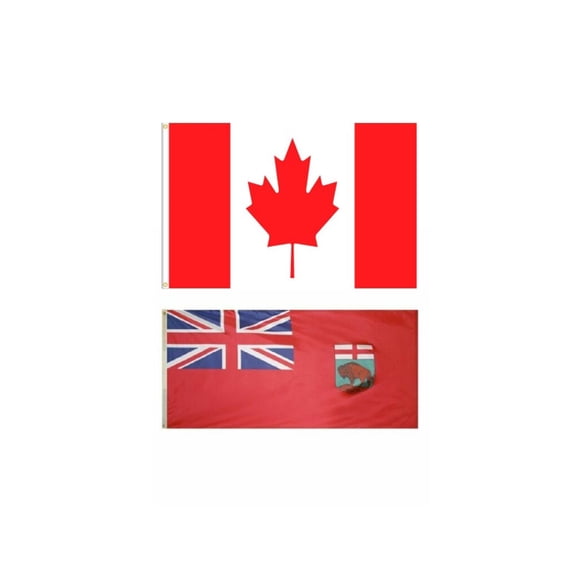 Canada Ensemble de Drapeaux du et du Manitoba (Lot de 2) (3 par 5 Pieds)