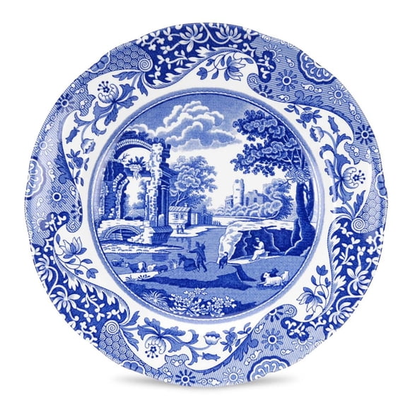 Spode Assiette à Salade Italienne Bleue 8 Pouces, Blanc