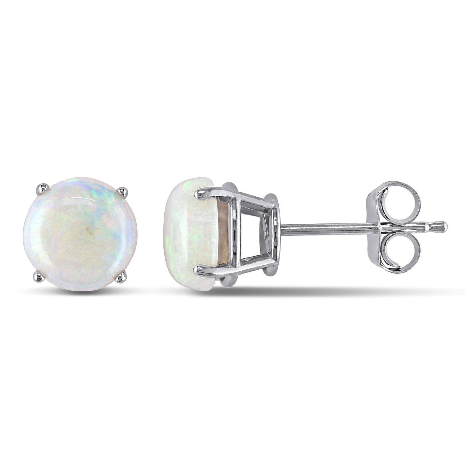Asteria 1 Carat T.G.W. Opal 10 K White Gold Solitaire Stud Earrings