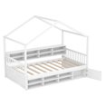 thumbnail image 2 of Costway Lit Cabane Format Simple Cadre de Lit Plateforme en Bois avec Toit et 14 Cubes de Rangement Blanc, 2 of 10