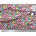 thumbnail image 2 of Soimoi Brown Satin Silk Fabric Leaves,Pink Flower & Butterfly Decor Fabric Printed BTY 42 Inch Wide, 2 of 3