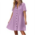 thumbnail image 2 of Pisexur Robes Femmes Belle Robe d'Été pour Femmes Décontractée Sans Manches à Col Rond à Lacets Robe Plissée Violet,G, 2 of 9