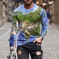 thumbnail image 1 of TIMIFIS Chemises pour Hommes Chemises à Manches Longues T-Shirt à Imprimé Graphique T-Shirt Décontracté à Col Rond Chandail Molletonné Haut-Bluefall, 1 of 5
