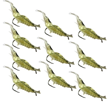 Agiferg 10pcs Shrimp Soft Prawn Lure Hook Tackle Bait Saltwater Bass Fishing Lures