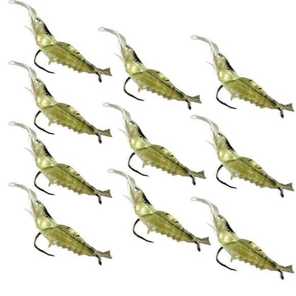 Agiferg 10 Pcs Crevettes Leurre Souple Hameçon Attirail Appât Eau Salée Achigan Leurres de Pêche