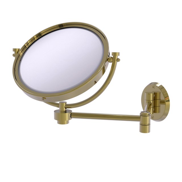 Allied Brass 8 Inch Wall Mounted Extending Make-Up Mirror 2X Magnification - WM-6/2X-UNL