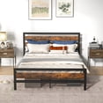 thumbnail image 3 of Costway Queen Industrial Metal Platform Bed Frame Rustic Headboard Mattress Foundation, 3 of 10